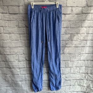 PREOWNED WOMENS LILLY PULITZER BLUE CHAMBRAY DRAWSTRING PANTS SIZE SMALL S